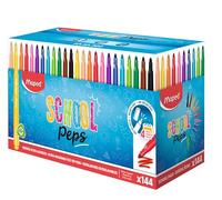 Maped Color'Peps Long Life - Lote Escolar de 144 Rotuladores Lavables, Formato Ahorro con Punta Bloqueada Antihundimiento, No se Secan sin Tapa (Hasta 1 Semana), Suministro Masivo para el Aula