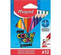 Maped Color'Peps Strong Mini - Lápices de colores ergonómicos triangulares, mina especialmente estable de 3,2 mm, 12 unidades