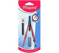 Maped Compás con Portaminas Integrado y Tapa Protectora - Diseño Ergonómico y Seguro para Niños, Punta Protegida para Evitar Pinchazos, Material Escolar Compacto, 3 Colores Surtidos