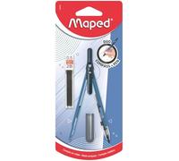 Maped Compás con Portaminas Integrado y Tapa Protectora - Diseño Ergonómico y Seguro para Niños, Punta Protegida para Evitar Pinchazos, Material Escolar Compacto, 3 Colores Surtidos