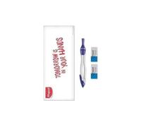 Maped - Compas Origin + 2 gomas Technic Duo - Fabricado en Francia - Brújula de acero, ergonómica, con mina y protector de mina - Borradores de doble uso, lápiz y tinta - a partir de 10 años, CM2