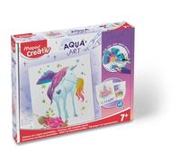 Maped CREATIV Aqua'Art Colorear con diseño de Unicornio, Incluye 10 rotuladores de Acuarela y 3 Plantillas sobre pizarras metálicas, carbón, 1 set
