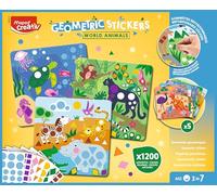 Maped Creativ - Estuche de Mosaicos con Gomets Autoadhesivos +3 Años, Incluye 5 Cuadros para Decorar y +1200 Pegatinas de Colores, Kit de Manualidades para Coordinación y Motricidad