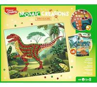 Maped Creativ Mosaic Creations Dinosaurios - Kit de Mosaicos Adhesivos para Niños +5 Años, Manualidad Creativa con Tableros de Dinos y Pegatinas de Colores, Juego de Motricidad Fina y Concentración