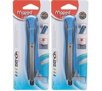 Maped - Cúter Profesional - Zenoa Sensitiv - Cúter para Diestro - Diseño Azul y Negro - Bloqueo Automático de la Cuchilla - Corta Cuchillas Integrado - Cúter de Precisión de 9 mm (Paquete de 2)