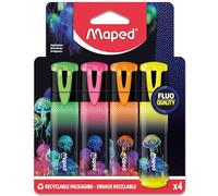 Maped Resaltadores Deepsea Paradise – Punta biselada – 4 unidades (rosa, naranja, amarillo, verde)