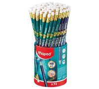 Maped Dragon - Pack Ahorro de 72 Lápices de Grafito HB con Goma, Lápices de Madera con Cuerpo Triangular Ergonómico, Diseño de Escamas, Ideal para Colegios y Aulas, Material Escolar, 72 Unidades