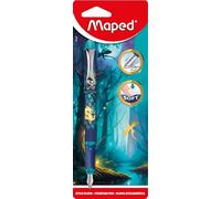 Maped Dragon - Pluma Estilográfica Escolar de Acero con Punta de Iridio, Escritura Suave y Fluida, Diseño Ergonómico de Escamas Metalizadas, Pluma Recargable para Cartuchos Estándar