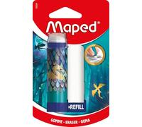 Maped Dragon - Portagomas Giratorio con Recambio, Goma de Borrar Blanca de Precisión Sin PVC, Diseño de Escamas Metalizadas, Sistema Limpio y Ergonómico para Niños, Material Escolar