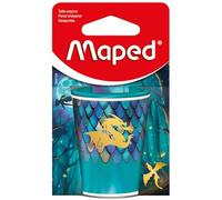 Maped Dragon - Sacapuntas de Metal con Depósito, Sacapuntas Doble de 2 Agujeros para Lápices Estándar y Jumbo, Depósito Metálico Ultrarresistente y Gran Capacidad, Diseño de Dragón para Niños