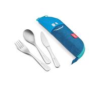 Maped - Estuche con 3 cubiertos - Colección Concept Infantil - Acero inoxidable - Estuche tela azul