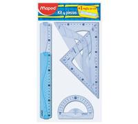 Maped estuche de reglas con cierre - reglas de 30 cm. cm. de 20 cm. de 25 cm. y transportador de 12 cm. - transparentes - estuche en colores surtidos