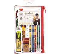 Maped - Estuche Escolar - Colección Harry Potter - Incluye 1 Goma de Borrar, 1 Sacapuntas con Depósito, 1 Tijeras Infantiles, 1 Subrayador Amarillo, 1 Regla, 3 Bolígrafos y 2 Lápices de Grafito