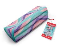Maped - Estuche Escolar con Apertura XXL - Estuche Personalizable Reversible, con 1 Lado para Colorear - Gran Apertura práctica - Estuche Triangular de 22 x 6 cm - Estuche Pastel Wavy Tejido Suave