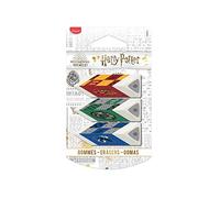 Maped - Goma de Borrar - Colección Harry Potter - Pack con 3 Unidades - Gomas de Borrar con Forma Piramidal - Agarre Sencillo - · Diseños de las Casas de Hogwarts
