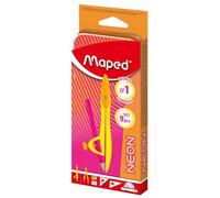 Maped - Juego completo de geometría y matemáticas - 2 brújulas (anillo y mina), regla 15 cm, transportador de 180 °, escuadras, borrador, cortapelos y lápiz - Set Multi Productos