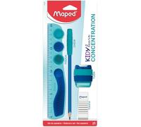 Maped - Juego de 4 piezas Kidy Learn Concentration - Regla - Tamaños de lápiz - Borrador - Grafito punta relajante - estimulación sensorial - Mejorar la concentración - recomendado por los profesores