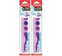Maped Kidy Learn - Regla de 20 cm Irrompible y Flexible, Sistema de Agarre con Zonas Táctiles para Mayor Concentración, Regla Escolar de PET con Graduación de Alto Contraste, Color Morado