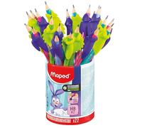 Maped Kidy Learn - Set de 22 Lápices de Grafito HB con Goma y 2 Guías para Dedos (Conejo y Camaleón), Lápices de Aprendizaje Ergonómicos para Niños, Ideal para Aprender a Escribir, a partir de 3 Años