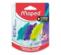 Maped Kidy Learn - Set de 3 Correctores de Escritura Ergonómicos, Guías para Dedos con Diseños de Tiburón, Conejo y Camaleón, Adaptadores Extraíbles para Lápices