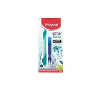 Maped Kidy Learn - Bolígrafo para niños con goma de borrar, recargable ergonómica, con 2 recargas, suministro escolar para aprendizaje de la escritura, accesorio de entrada escolar