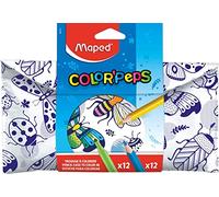 Maped Kit de coloreado Color'Peps – 24 piezas 12 rotuladores punta media y 12 lápices triangulares