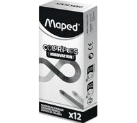 Maped - Lápices de Colores - Colección Color'Peps Infinity - 12 Unidades de Color Negro - Duran 10 Veces Más - Sin Necesidad de Afilar - Agarre Triangular Ergonómico - 0% Desperdicio 100% ECO