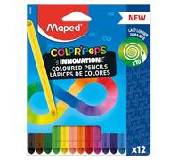 Maped - Lápices de Colores - Colección Color'Peps Infinity - Estuche de 12 Unidades - Duran 10 Veces Más - Sin Necesidad de Afilar - Agarre Triangular Ergonómico - 0% Desperdicio 100% ECO