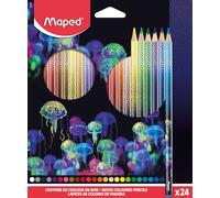 Maped - Lápices de colores Deepsea Paradise - Lápices de colores de madera - Minas resistentes - Forma Triangular Ergonómica - Caja de 24 lápices para colorear