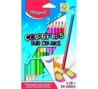 MAPED LÁPICES DE COLORES DUO COLOR´PEPS BICOLOR SURTIDOS EN ESTUCHE DE 18 - Pack de 12 unidades - 829601FC