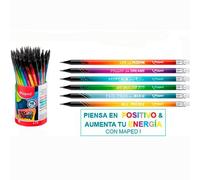 Maped Lápices de grafito Black Peps Energy – Bote 72 lapiceros con goma, minas resistentes, 6 colores