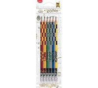 MAPED - Lápices de Grafito - Colección Harry Potter - Pack con 6 Lapiceros de Madera HB - Incluyen Goma de Borrar - Minas Resistentes y Fáciles de Afilar - Diseño Lúdico
