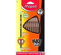 Maped lápices de grafito con goma de borrar en la punta (HB, 12 unidades)