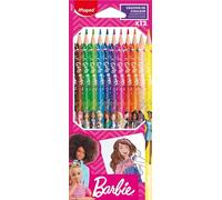 Maped Lapices de Grafito para Niños - Lápices de Grafito de Barbie X12 - Colores Vibrantes y Duraderos - Colorear, Estuche Colores - Ideal Material Escolar