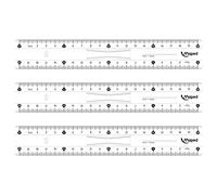 Maped - Lote de 3 reglas planas dobles con decímetros (plástico,20 cm, con mango)