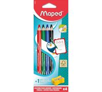 Maped Marcadores para pizarra blanca Marker’Peps – Pack de 4 + sacapuntas, escribe y borra fácil