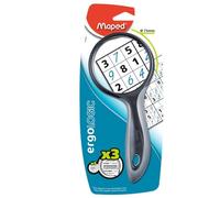 Maped - Material de Oficina -Ergologic - Lupa Redonda 75 mm - Aumento x 3 - Ideal para Lectura - Cristal Óptico Anti Deformación - Mango Ergonómico y Suave para Empuñadura Confortable
