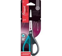 Maped - Material de Oficina - Tijeras Simétricas de 17 cm - Colección Deco Ess - Color Verde - Agarre Ergonómico para Ambidiestros - Hojas y Remache de Acero Inoxidable - 60% Plástico Reciclado