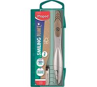Maped - Material Escolar - Colección Smiling Planet - Compás Escolar de Precisión - Incluye Estuche de Minas - Estructura de Fibra de Madera - Brazos de Metal para Mejor Rigidez