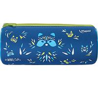 MAPED - Material Escolar - Estuche Mini Cute Azul - Diseño Circular - Cierre con Cremallera Metálica - Dimensiones de 21 x 6 cm - Tejido Resistente de Neopreno - Ideal para la Mochila