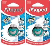 Maped - Material Escolar - Goma de Borrar Croc Croc Puzzle - Diseño Lúdico con 3 Partes - Forma Ergonómica - Borra Grafito y Tinta Sensible a Fricción - Modelo Ranita (Paquete de 2)