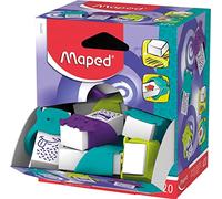 Maped - Material Escolar - Goma de Borrar Little Monster - Expositor con 20 Unidades - Diseño Lúdico con Formas de Monstruos - Agarre Ergonómico - Tamaño Ideal para Estuche - 3 Colores