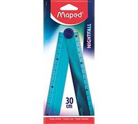 Maped - Material Escolar - Nightfall - Regla Plegable de 30 cm - Ideal para Estuches - Diseño Metalizado en Azul - Grabado de Alta Calidad con Trazo Continuo