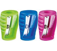 Maped - Material Escolar - Sacapuntas Boogy - Pack de 3 Sacapuntas - Tiene 1 Orificio para Afilar - Tamaño Compacto para el Estuche - 3 Colores Diferentes