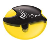 Maped - Material Escolar - Sacapuntas Galactic - Sacapuntas con Depósito - 1 Orificio para Afilar - Expulsa las Minas Rotas al Pulsar un Botón - 3 Diseños Diferentes