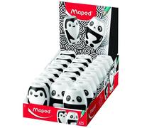 Maped - Material Escolar - Sacapuntas Shakky - Expositor con 25 Sacapuntas con Depósito - Tienen 1 Orificio para Afilar - Gran Capacidad de Reserva - Diseños Lúdicos de Pandas y Pingüinos
