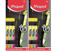 Maped - Material Escolar - Subrayadores Fluo Duo - Dos Puntas de Colores Distintos - Punta Biselada con Trazo de 1 a 5 mm - Gran Vida Útil - Disponible en Amarillo, Rosa, Verde y Naranja