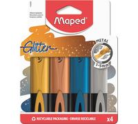 MAPED - Material Escolar - Subrayadores Glitter Metal - Tonos Brillantes - Aplic
