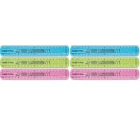 Maped - Material Escolar - Twist'n Flex Original - Regla Plana de 20 cm - Doble Graduación - Material Flexible e Irrompible - Diseño Lúdico - 3 Modelos Diferentes (Paquete de 2)