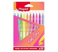 Maped - Rotulador para colorear NEON - Fieltros de color efecto neón - Caja de 10 rotuladores NEON